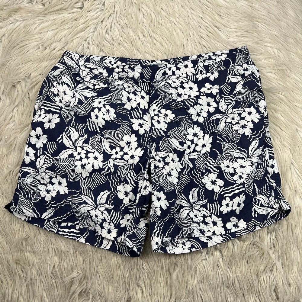 J.Crew Men's 34 Navy White Tropical Floral Swim Shorts Trunks Mesh Liner‎